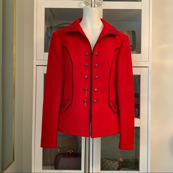Thalhamer Wool  Blazer Jacket Red Embroidery Size S - Picture 2 of 11